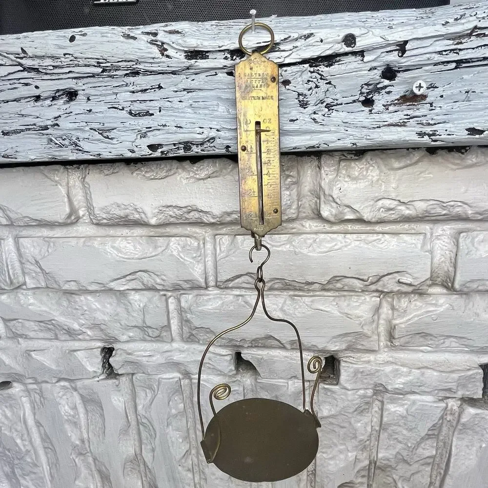 Antique Salters Brass Letter Balance Scale British Made Hanging Postal Weight